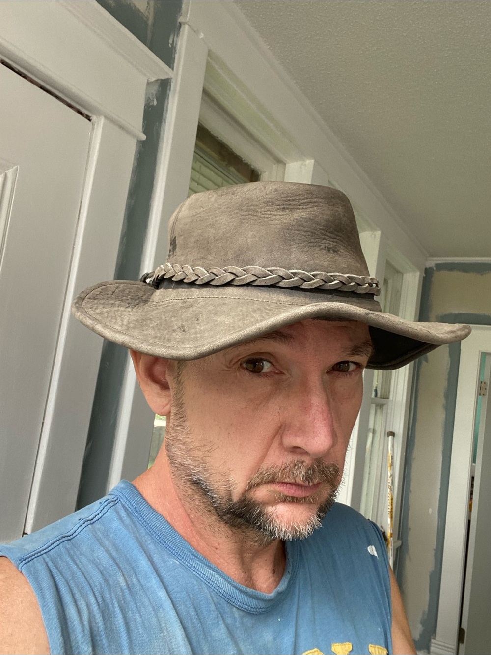 Sydney Genuine Suede Leather Australian Outback Bush Hat Size Large Green